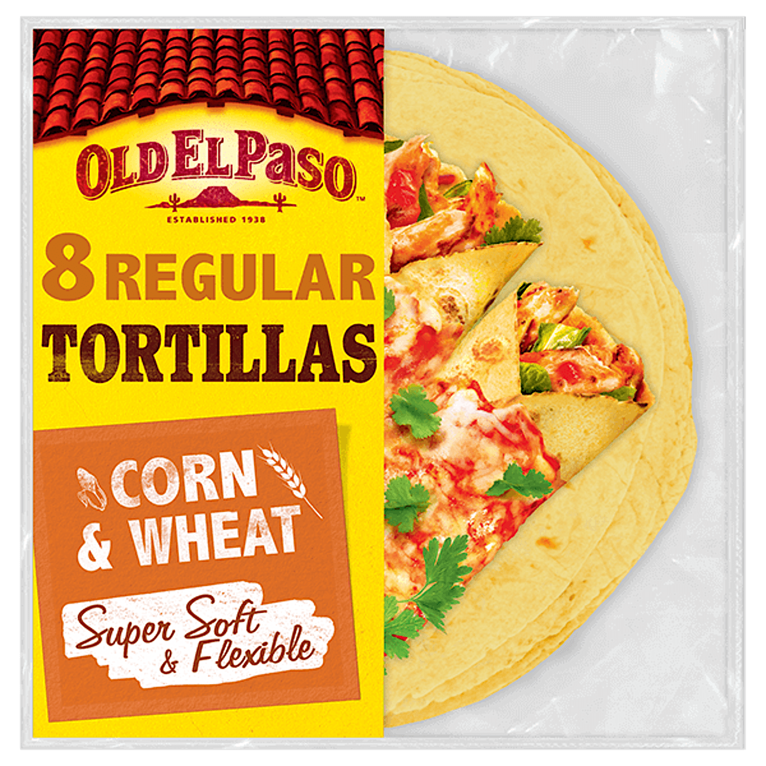 pack of Old El Paso's 8 regular tortillas (326g) for a tasty meal